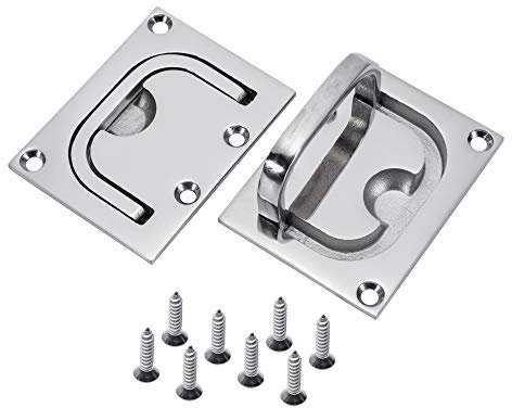 Bootszug-Hebering, Marinequalität 316 Edelstahl, bündiges Heben, Bootsdeckluken, Falltürriegel, 2 Stück, inklusive Montageschrauben