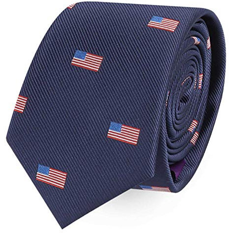 AUSCUFFLINKS Sport- und Spezial-Krawatten | Krawatten für Herren | gewebte schmale Krawatten | Geschenk für Arbeitskollegen, US-Flagge, Dünn