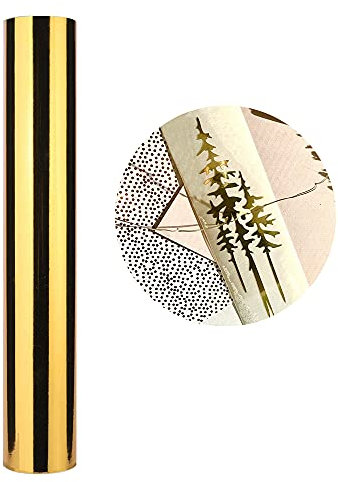 Heinaroman Selbstklebende Vinylfolie Plotter - 30x150cm Plotterfolie Selbstklebend Chrom Vinyl Rollen, Permanente Selbstklebende Metallic Vinylfolie für Aufkleber, Cric, Scrapbooking (Gold)