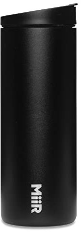 MIIR, Flip Traveler, doppelwandig, vakuumisoliert, mit auslaufsicherem Deckel, BPA-freie Edelstahlkonstruktion, Schwarz, 450 ml
