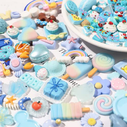 skopers 30 PCS Cute Blue Ice Cream Cake Blessing Bag Cream Glue Phone Case Handmade DIY Homemade Material Bag Resin Accessories