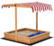 Outsunny Sand Pit Kids Wooden Sandbox with Cover, Children Sandpit Play Station Height Adjustable with Canopy, Bottom Liner, Plastic Basins for Outdoor Age 3+