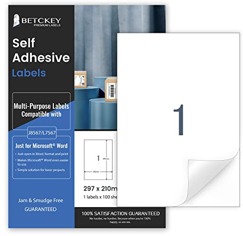 200 Blätter, 210mm x 297mm, Universal Etiketten Selbstklebend Bedruckbar, Sticker Mattes Papier, Aufkleber A4 Kompatibel mit Inkjet & Laser Drucker, 1 Etikett pro Blatt