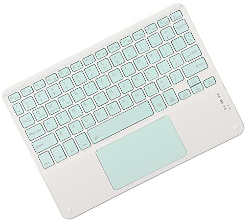 Annadue Tastiera Wireless Bluetooth Ultrasottile con Touchpad, Tastiera Touchscreen Multifunzionale Quadrata da 10 Pollici con Retroilluminazione RGB per L'home Office.(Ciano)