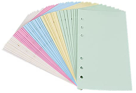 A5 farbiges, liniertes Notizpapier für Filofax – 6 gestanzte Löcher, lose Blätter, nachfüllbar, liniertes Papier, Terminplaner-Einsätze, Nachfüllungen für Notizen, 150 Blatt/300 Seiten