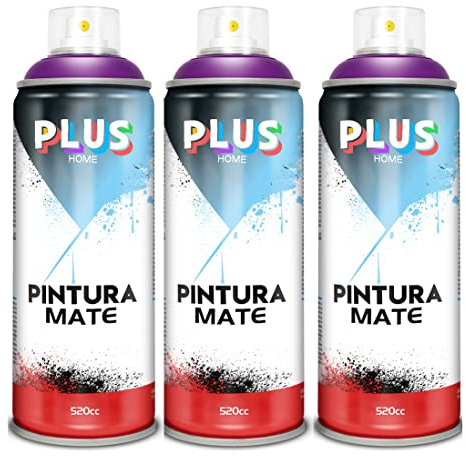 Pintura Spray 520cc para pintar todo tipo de super cies: madera, metal, cartón, tela, piedra, bra de vidrio, plásticos rígidos, etc para bricolaje y DIY.Violeta Revolución (Ref:657)(Paquete de 3 )