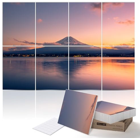 PINWELIFE® Wall Art Acoustic Panels, Sound Proof Absorbing Panels for Home/Office, Decorative Absorbing Dampening, Noise and Echo Cancelling, 120x80cm (Mt. Fuji)