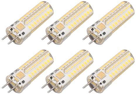6 Pack GY6.35 LED Light Bulb | AC DC 12V 7W Small Bulbs | 700 Lumens GY6.35 Night Light Bulb | LED Corn Light Bulb for Pendant Lights, Ceiling Lights, Cabinet Lights (Warm White)