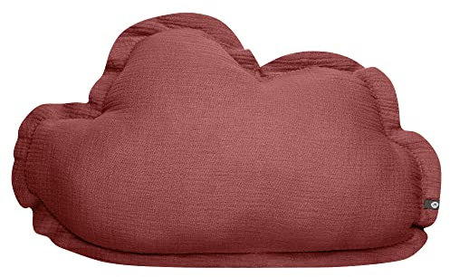 von Herzen Handmade Musselinkissen aus 100% Baumwolle I Kinderkissen I Dekokissen aus Musselin in Wolkenform I Wolkenkissen für Kinderzimmer & Bett I Handgenähtes Kissen mit Watte gefüllt (Rosenholz)