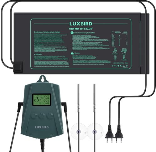 Luxbird Heizmatte mit Thermostatregler für Pflanzen und Sämling Germination, Wärmematte Set, 2 Stück 21W Zimmergewächshaus Wärmematte 10x20.75, automatische Temperaturregelung