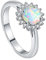 Saingace Ringe Frauen Schmuck Damen Verlobungsring Damen Ring Rosegold Damen Ring Mit BuchstabenRing-Schmuck-Ring-weißer Schmuck-Stein-Opal-Handmode-runde Opal-Ringe Ring (Silber, 10)