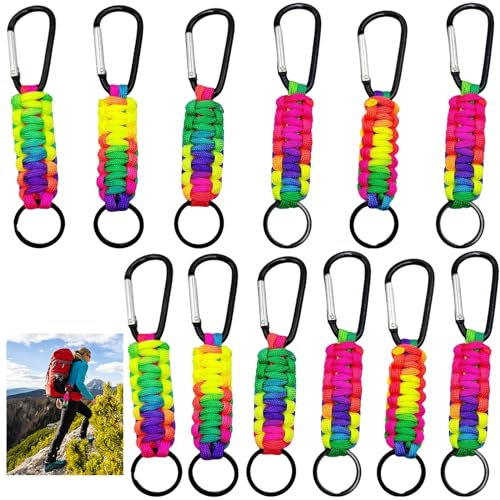 Paracord Schlüsselanhänger Karabiner mit Schraubverschluss: HOMURY 12 Stück Karabinerhaken Schlüsselanhänger Clip Ring Lanyard Schlüsselringe für Outdoor Camping für Männer Frauen