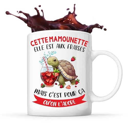 Mug Cette Mamounette Elle est aux fraises | Tasse Fête des Mères Prénom Cadeau Anniversaire Noël Humour