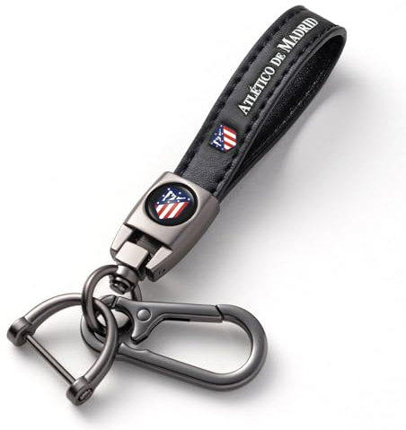 HDBDYH Leder Schlüsselanhänger für Auto für Fußballfans, Atlético Madrid Auto Schlüsselanhänger für Motorrad, SUV, Truck, Unisex Auto Schlüsselanhänger Ersetzen Zubehör für Männer und Frauen