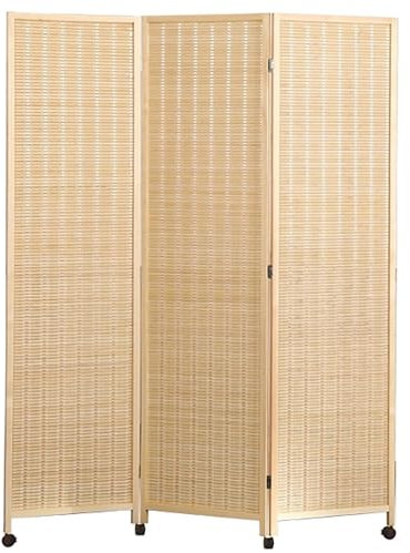 Chinese Style Wood Outdoor Privacy Screens On Wheels, Decorative Room Dividers 3/4/5/6 Panel, Folding Privacy Screen for Patio Balcony Deck Apartment, Heavy Duty Wall Divider ( Color : 3 Panel , Size