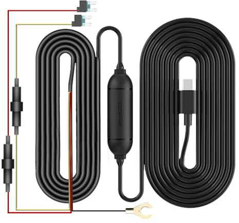 ddpai Dashcam USB-C Hardwire Kit, 3 m Auto-Kamera Hardwire Kabel mit Unterspannungsschutz, kompatibel mit N5 Dual & Mini 2X, ermöglicht 24h Parküberwachung, 12V/2A auf 5V/2A
