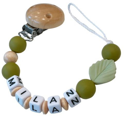 personalisierte Kette mit Namen für für Mädchen in Rosa Baby Geschenk personalisiert zur Geburt & Taufe Motiv kleine Prinzessin & du bist der Schlüssel zu unseren Herzen (Grün Blatt)