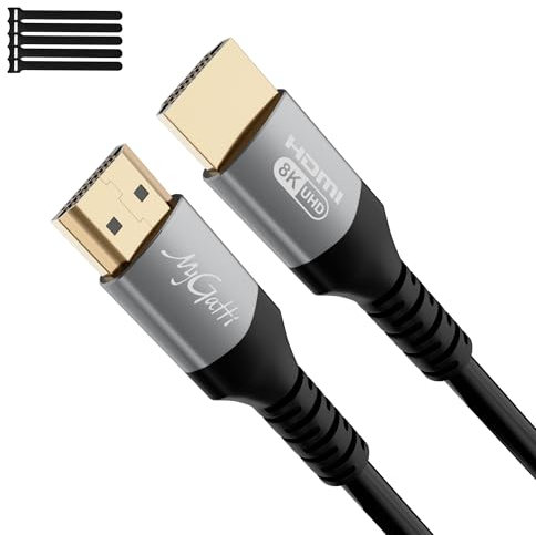 Mygatti 10 metros HDMI 2.1 Kable,Ultra HD 48Gbps Alta Velocidad,4K @120Hz/8K@60Hz,eARC,HDCP 2.2 & 2.3,UHD HDR 10+,Compatible con PS5/4/3,8K Gaming,TV,Blu-ray -Player,Proyector