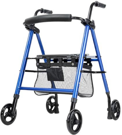 LIBRACTA Rollator Faltbar Und Leicht, Gehwagen Für Senioren, Aluminium, Einstellbare Höhe Und Breite, Stoffkorb, Laufhilfe Mit Gepolsterter Sitz