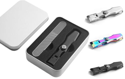 Velasko Nail Clippers Set, Large Ultra Sharp Edge Nail Clippers for Thick Toenails, Splash Prevention Wide Opening Nail Cutter with Boxes (Black)