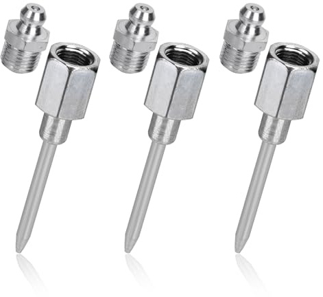 NQEUEPN 3stk Nadeldüse für Fettpresse, Abnehmbar Nadeladapter für Fettinjektor mit 1/8 Zoll NPT-Gewinde Stahl Nadelspitzenspender für Fettpresse Schmiernippel-Anschlüsse