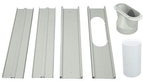 Kit de Ventilación de Ventana de CA Portátil con Manguera de Escape de 59 Pulgadas, Kit de Sellado de Ventana de Aire Acondicionado Ajustable para Ventana Horizontal y Vertical