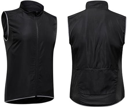 MODRYER Gilet De Cyclisme Hommes Gilet De Course Réfléchissant Haute Visibilité Softshell Thermique Veste De Vélo sans Manches Coupe-Vent Résistant À l'eau Gilet D'équitation,Black-4XL