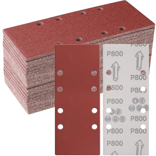 Sruhrak 50 Pièces Papier a Poncer, 93 X 230mm Feuilles Abrasives 800 Grains Abrasives Papier pour Ponceuse Vibrante Polir et Enlever La Rouille