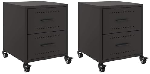 vidaXL Nachttische 2 STK. Schwarz 36x39x43,5 cm Stahl