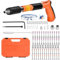 Manual Nail Gun Kit with 65 Round Nails and 65 nut Nails, 5 Speed Adjustable Manual Steel Nail Gun, Nail Wall Fastening Tool, Portable Nail Shooting Machine for Ceiling/Wire Hider/Install (Orange)