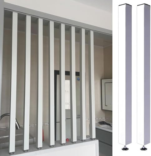 AVLLSO Paravent Raumtrennwand Badezimmer Divider Panel Holz Latte Post für Wohnzimmer Schlafzimmer Home Office Tür, Decor Wand Raumteiler 70cm bis 240cm groß, Weiß(2 Pack,85cm/33.4in/2.78ft)