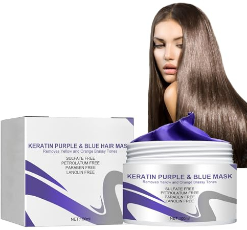 Haarmaske für Trockenes und Blondiertes Haar, Purple Mask, Keratin Haarkur Silber Haar Maske, Blondiertes Oder Gesträhntes Haar, Purple Mask mit Anti-Gelbstich Effekt,100ml conditioner (6)
