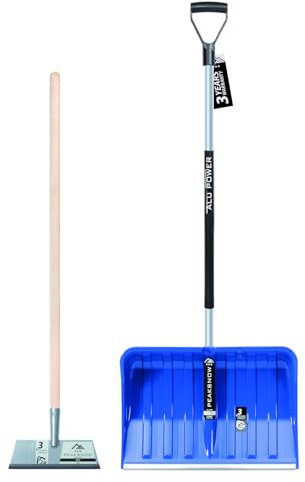 Schneeschaufel und Eisstößer - Schneeräumungsset Gr. XL - Schneeräumer mit ergonomischem Griff für kleine und große Schneemengen - Auf den Winter vorbereitet Sein