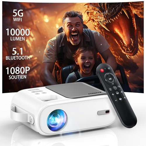 2025 New Mini Projecteur, XIWBSY 10000 Lumen WiFi Bluetooth Videoprojecteur Portable, 1080P Full HD Supportée, Video Home Cinéma, Mini Retroprojecteur Compatible avec Android/iOS/TV Stick/Miracast