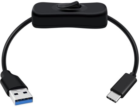 HuaLiSiJi Cable USB A 3.0 a USB C con Interruptor, Cable Carga USB C Soporte para Transmisión de Datos 5Gbps, para Ventiladores USB, Faros de Cama, Teléfonos Móviles, etc (Negro, 0.3 m)