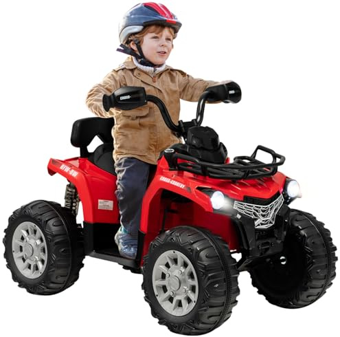 Maxmass 12V Electric Kids Quad Bike, Children Ride on ATV with Music, Lights, MP3, USB, Storage Basket, Forward and Backward, Battery Powered Electric Vehicle Toy Car for 3-8 Years Old (Red)