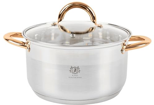 KARL HAUSMANN Kochtopf Induktion - 2L - Ø 18 cm - Edelstahl Topf mit Deckel für alle Herdarten Geeignet - Induktions topf - Edelstahltopf - Suppentopf - Spaghettitopf - Stainless Steel Cooking Pot