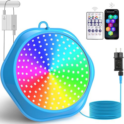 NATPOW Lumiere Piscine Submersible RGB, 6V Lampe Piscine avec Contrôle APP et Télécommande, Multicolor Bassin Éclairage Magnétique, IP68 Etanches Éclairage Led pour Fontaine, Étang