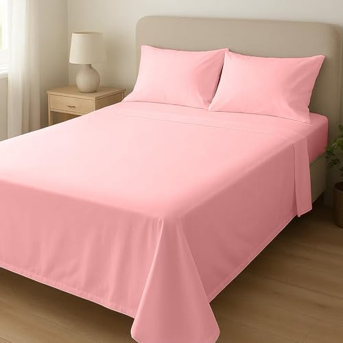 Home Sweet Home UK Microfibre Flat Sheets Double Size Breathable, Anti Wrinkle & Fade Resistant Bed Sheets 135x190cm Double Flat Sheet Washable Flat Bed Sheet For Double
