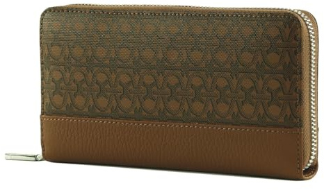 Coccinelle Leder Geldbörse Coated Monogram Zip Around Wallet Multi Cognac/Cognac braun
