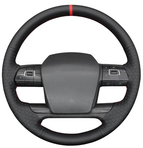 MEWANT Passgenauer Lenkradbezug zum Nähen für Volvo | Handgenähte Lenkradabdeckung für Volvo VNL VNR FM FH 2017-2025 Lenkradzubehör für Volvo FM Atmungsaktiv Langlebig