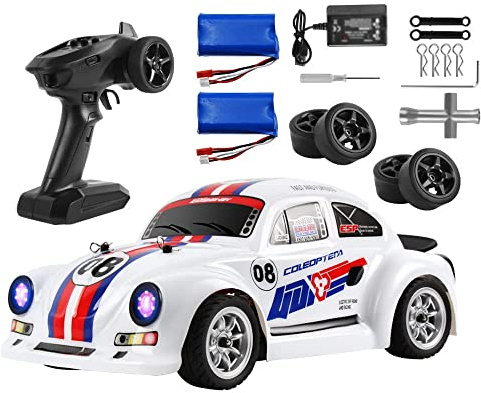 QIYHBVR Ferngesteuerter Auto-LKW, 75 Km/H Hochgeschwindigkeits-RTR-RC-Truck, 2,4-GHz-Funkgesteuertes Elektro-RC-Auto, 4WD-Brushless-Motor-Off-Road-Monster-Truck Mit 2 Batterien Und LED-Leuchten