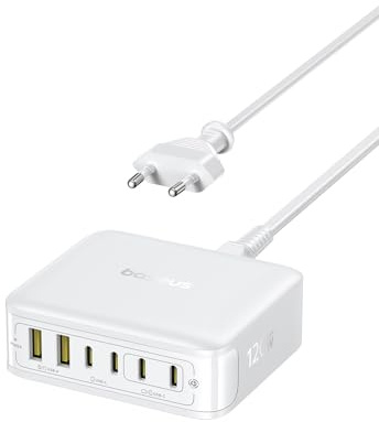 Baseus USB C Ladegerät 120W USB C Netzteil PD Ladegerät mit PPS, GaN Schnellladegerät kompatibel mit MacBook Pro/Air, iPad Pro, Steam Deck, iPhone 16-12 Serie, Galaxy S24 Ultra-S20, Pixel usw White