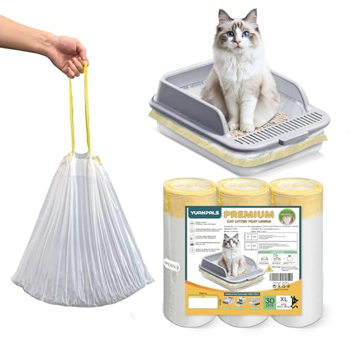 YuanPals 30pcs Cat Litter Tray Liners with Drawstrings-104x45CM