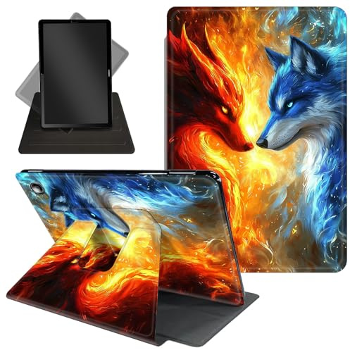 Schutzhülle für Amazon Kindle Fire Max 11 (Version 2023 13. Generation), um 360 Grad drehbarer Ständer, Schutzhülle mit automatischer Auf-/Schlaf-Funktion für Kindle Fire Max 11 Tablet, Ice und Fire