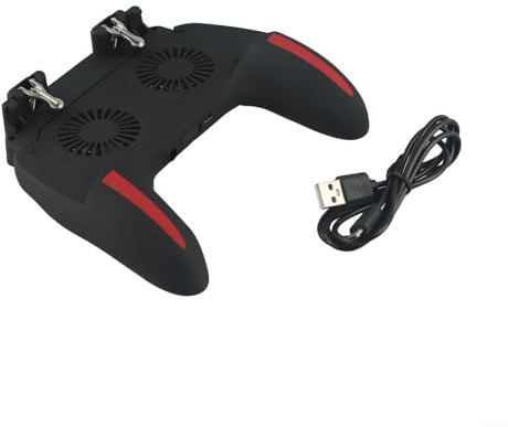 Gamepad di raffreddamento per telefono cellulare con doppia ventola, controller ergonomico per gaming, manico in ABS + metallo per smartphone, nero (5000 mA)