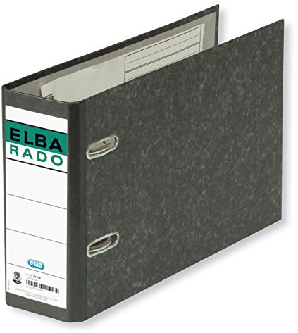 Elba Recycling-Ordner A5 quer, Rado Wolkenmarmor, 7,5 cm breit, schwarz