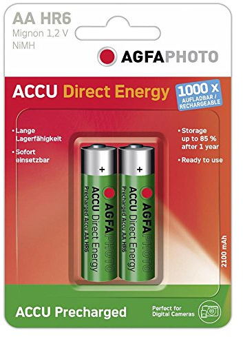 Akku NiMH, Mignon, AA, HR06, 1.2V/2100mAh Instant Energy, Pre-Charged, Retail Blister (2-Pack)