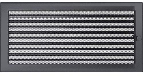 Grille de ventilation KRATKI avec stores (lames) | 22x45cm | Graphite | Grille d'extraction pour ventilation de cheminée | résistant mécaniquement et à la surchauffe | Pour chaque type d'intérieur
