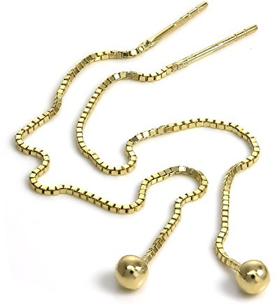 9 Karat (375) Gold 3mm Kugel Box-Kette Durchzieher Ohrringe